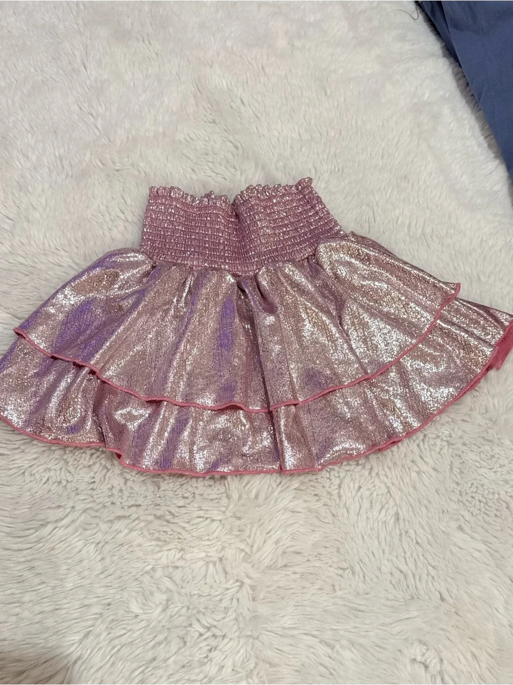 Shimmer Tiered Pink Metallic Skirt